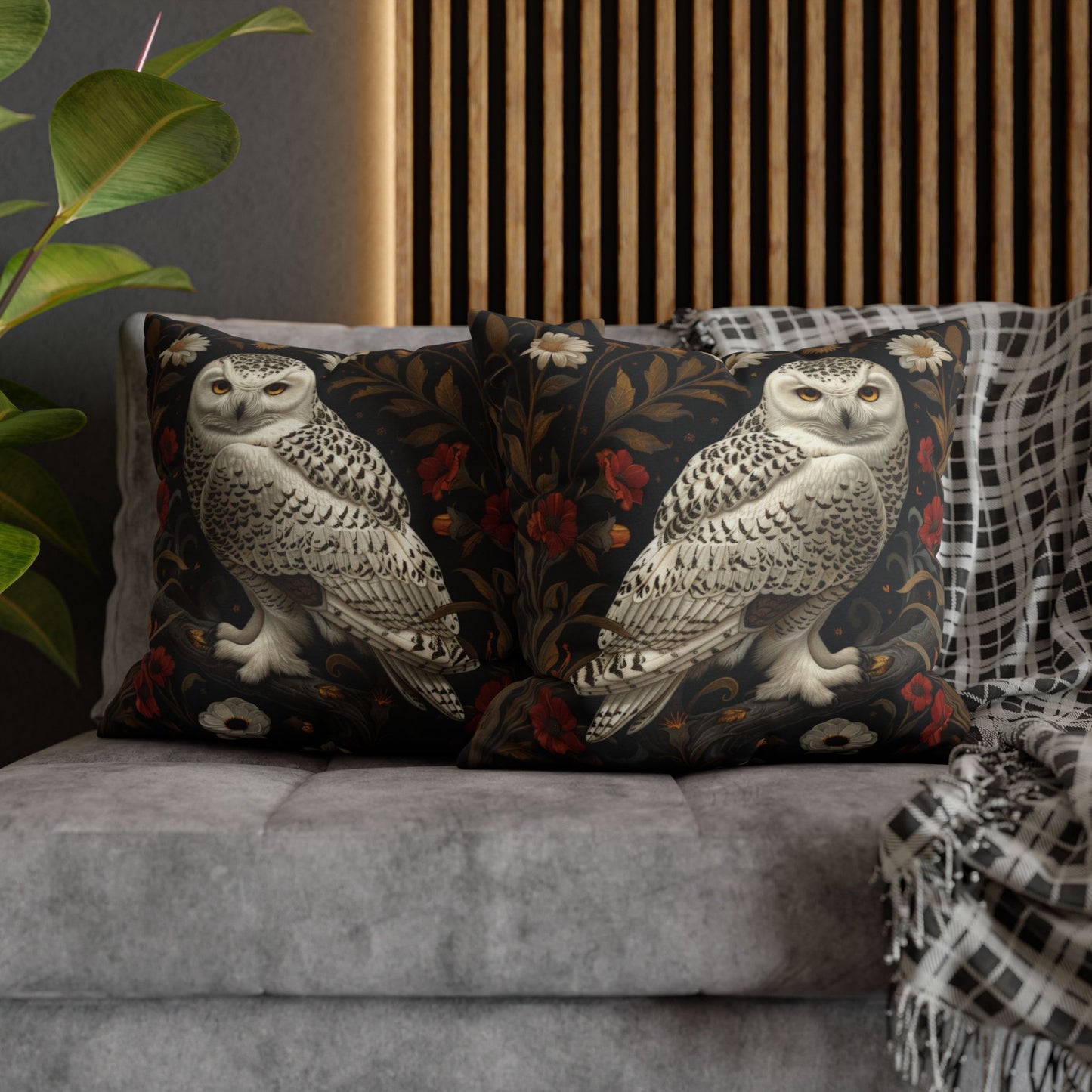 Snow Owl Winter Botanicals Home Decor Pillowcase