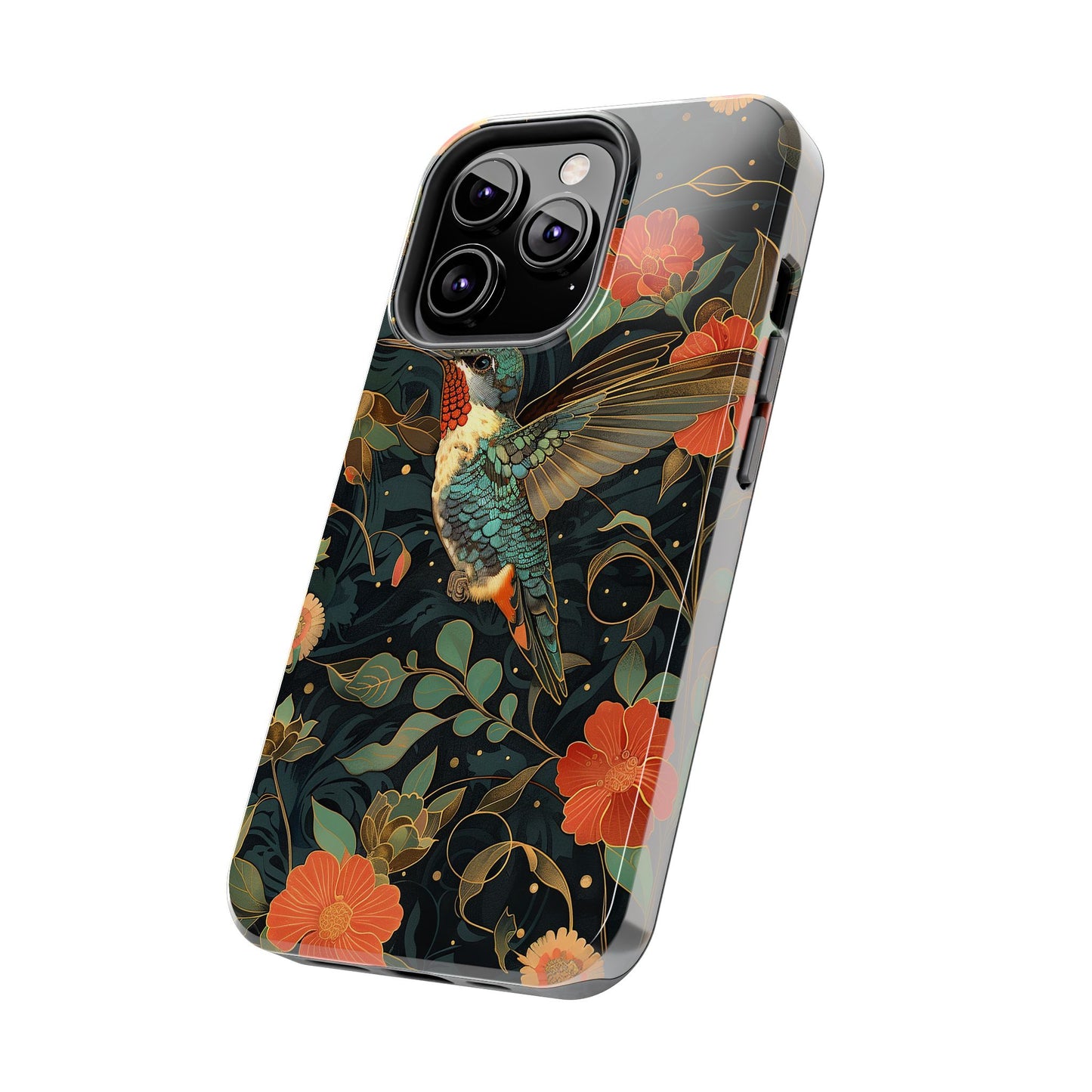 Art Deco Hummingbird Print in The Style of William Morris iPhone Tough Case