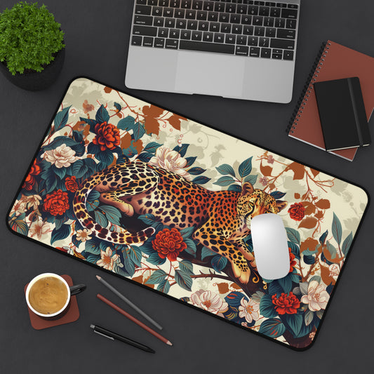 Desk Mat Florals Cheetah Pattern William Morris Inspired 2 Sizes