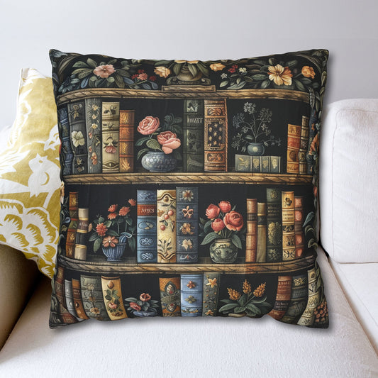 Whimsical Bookshelf Botanicals William Morris Style Pillowcase