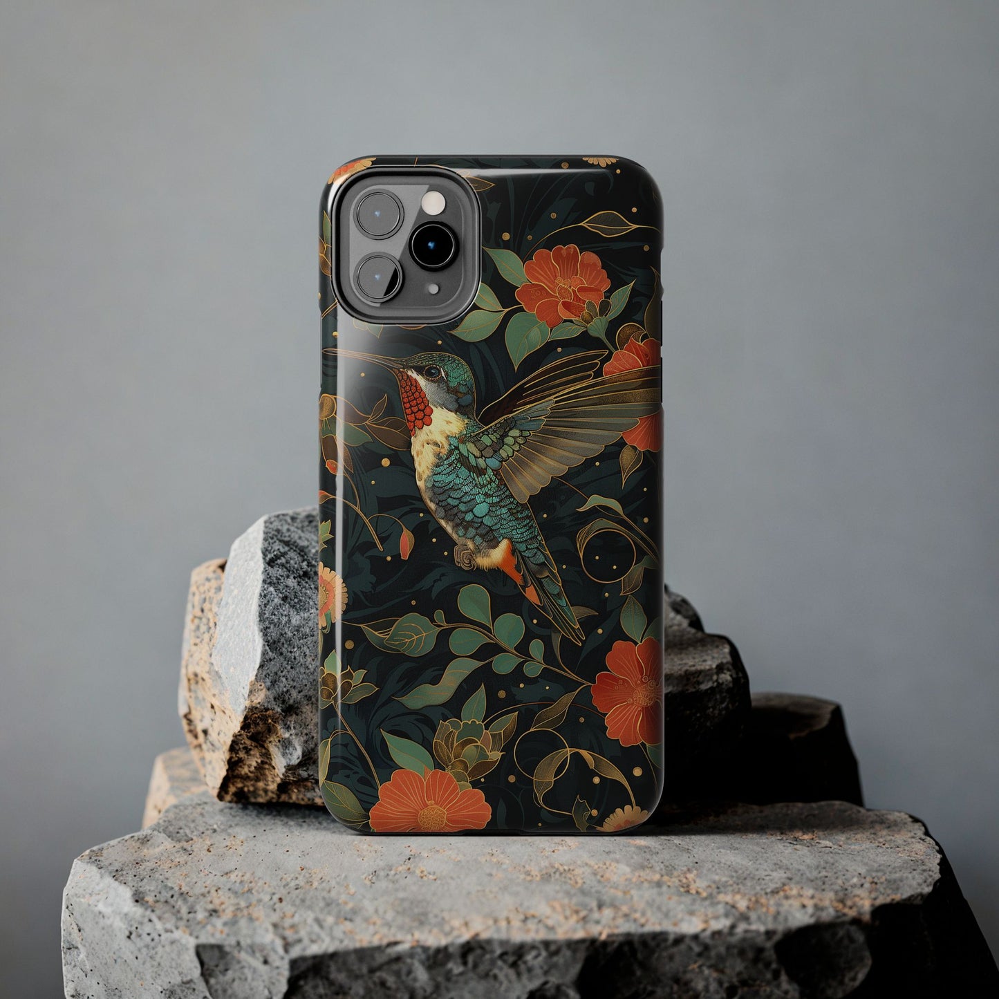 Art Deco Hummingbird Print in The Style of William Morris iPhone Tough Case