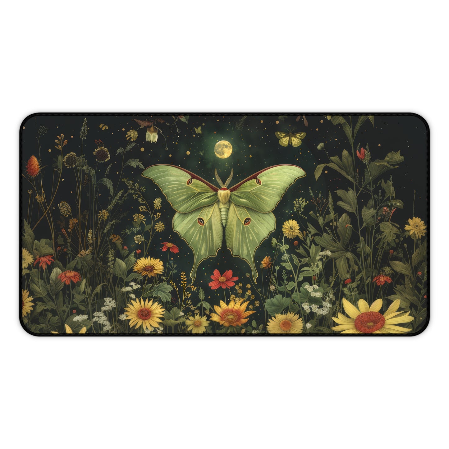 Luna Moth Night Full Moon William Morris Inspired Desk Mat 2 Sizes | Office Decor Gift Desk Mats