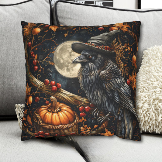 Witch Raven Pumpkin Square Pillowcase
