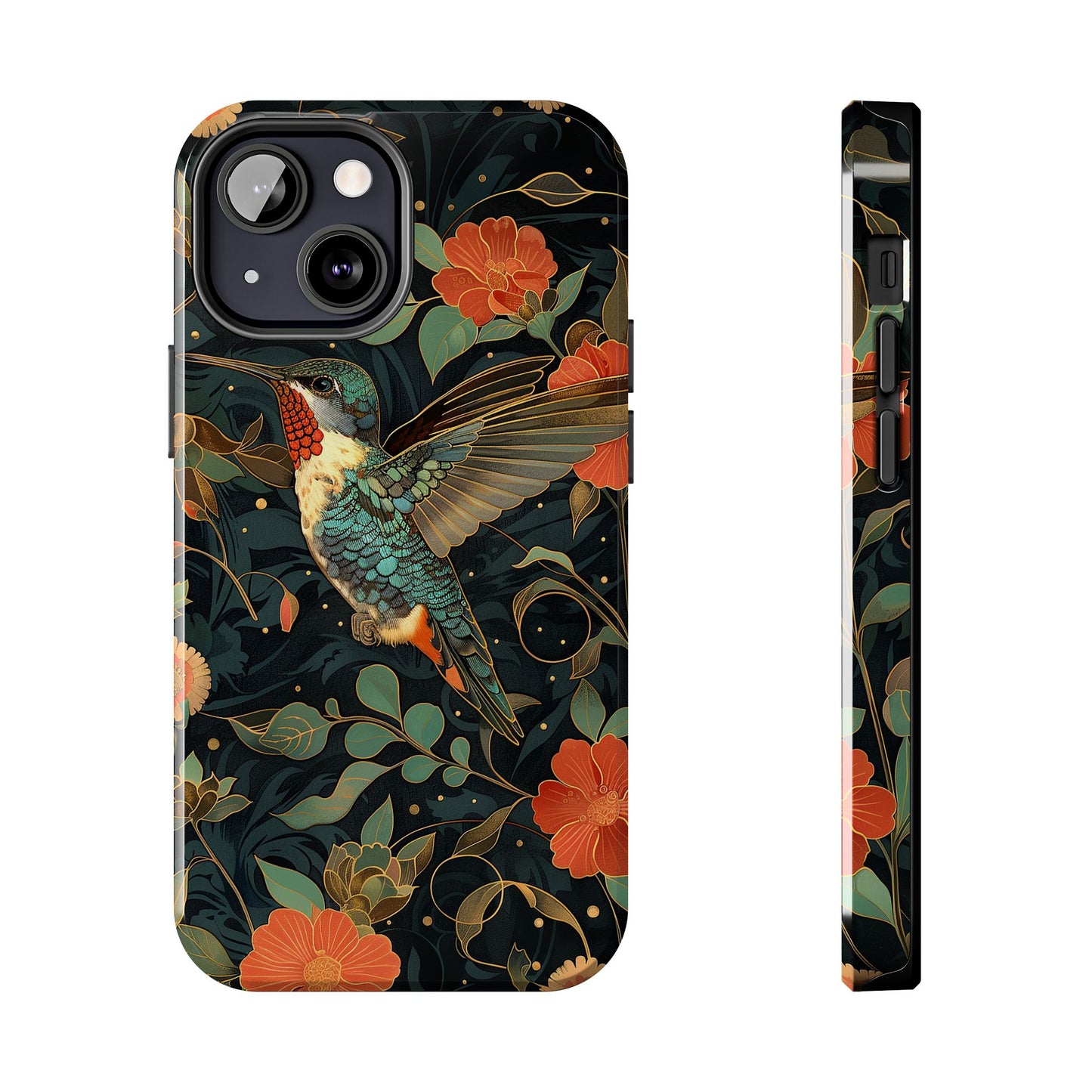 Art Deco Hummingbird Print in The Style of William Morris iPhone Tough Case