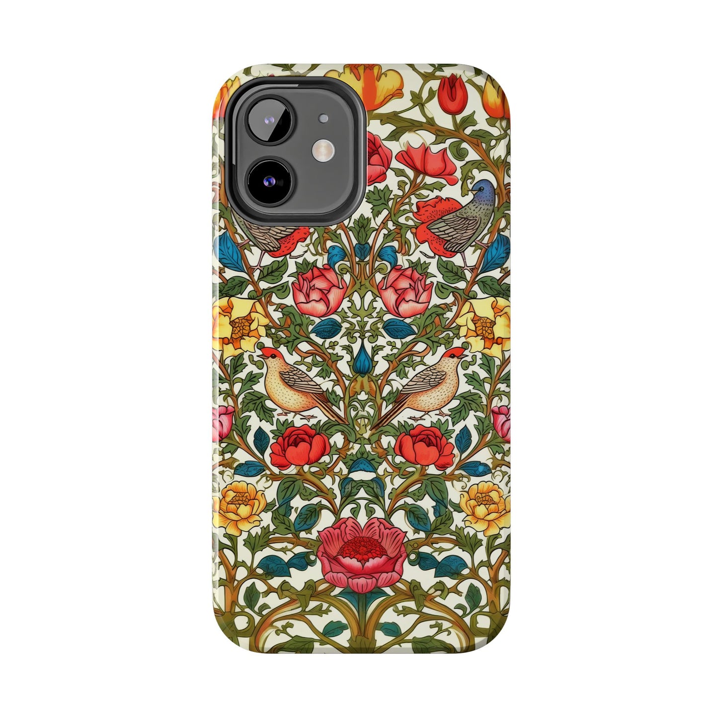 Vintage Pattern Rose And Bird in The Style of William Morris iPhone Tough Case
