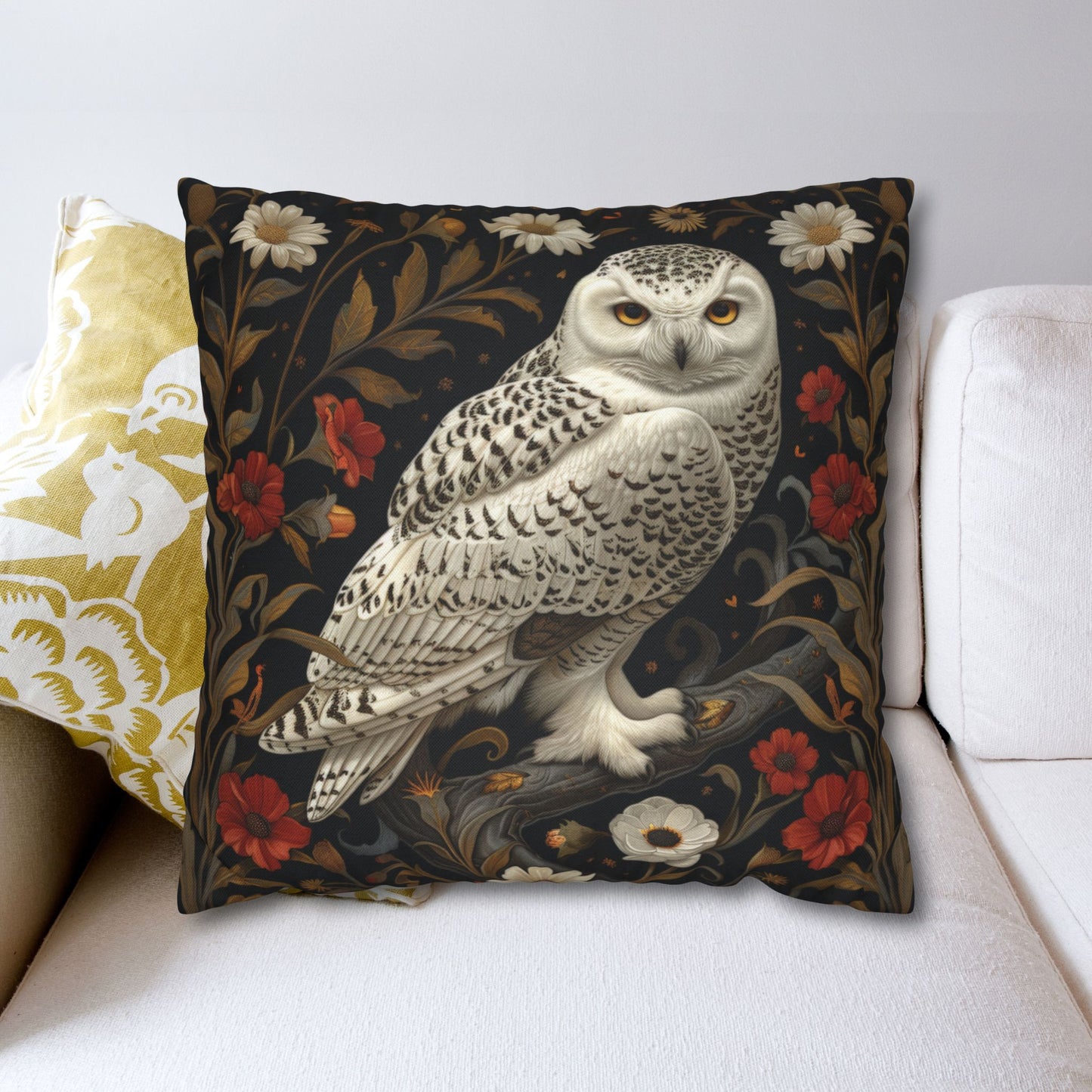 Snow Owl Winter Botanicals Home Decor Pillowcase