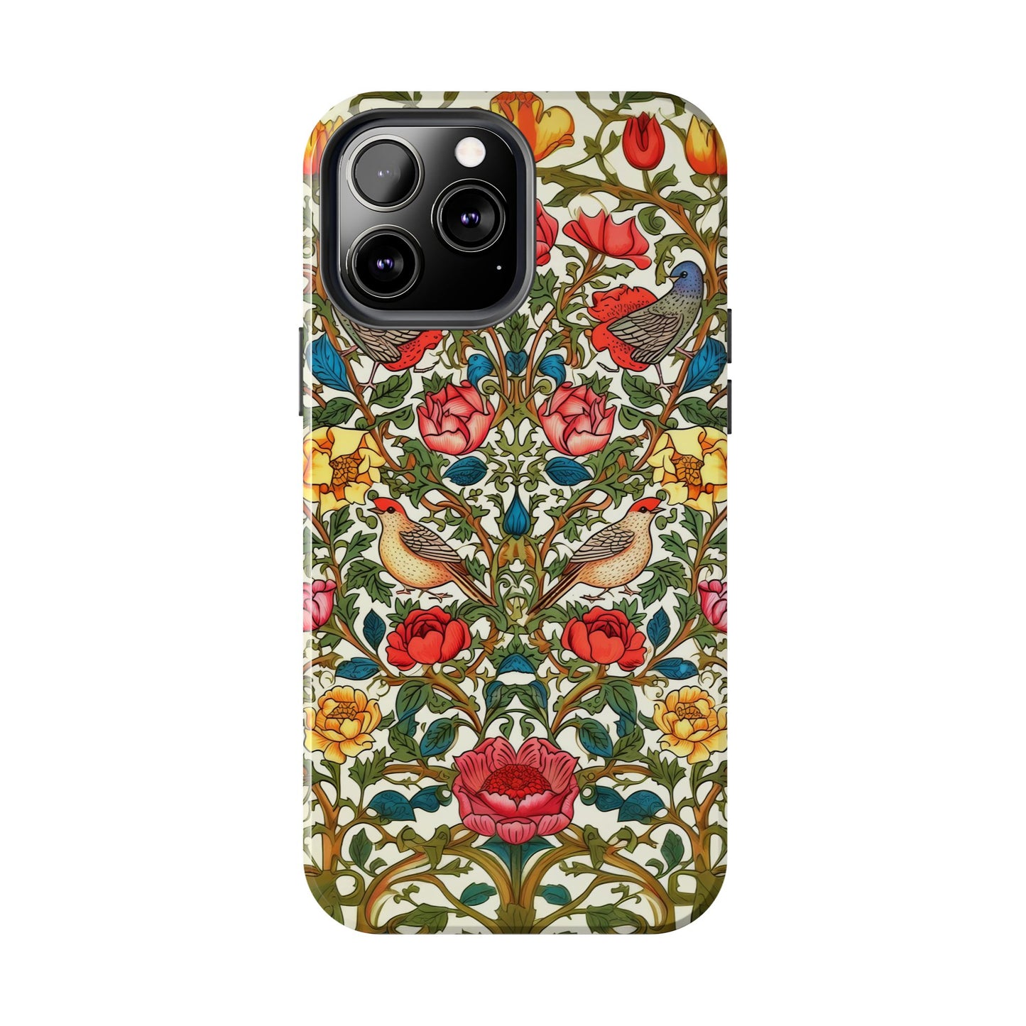 Vintage Pattern Rose And Bird in The Style of William Morris iPhone Tough Case