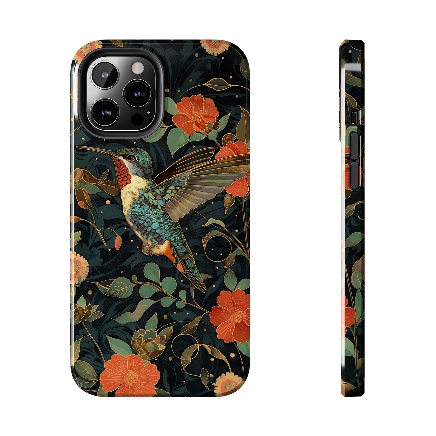 Art Deco Hummingbird Print in The Style of William Morris iPhone Tough Case