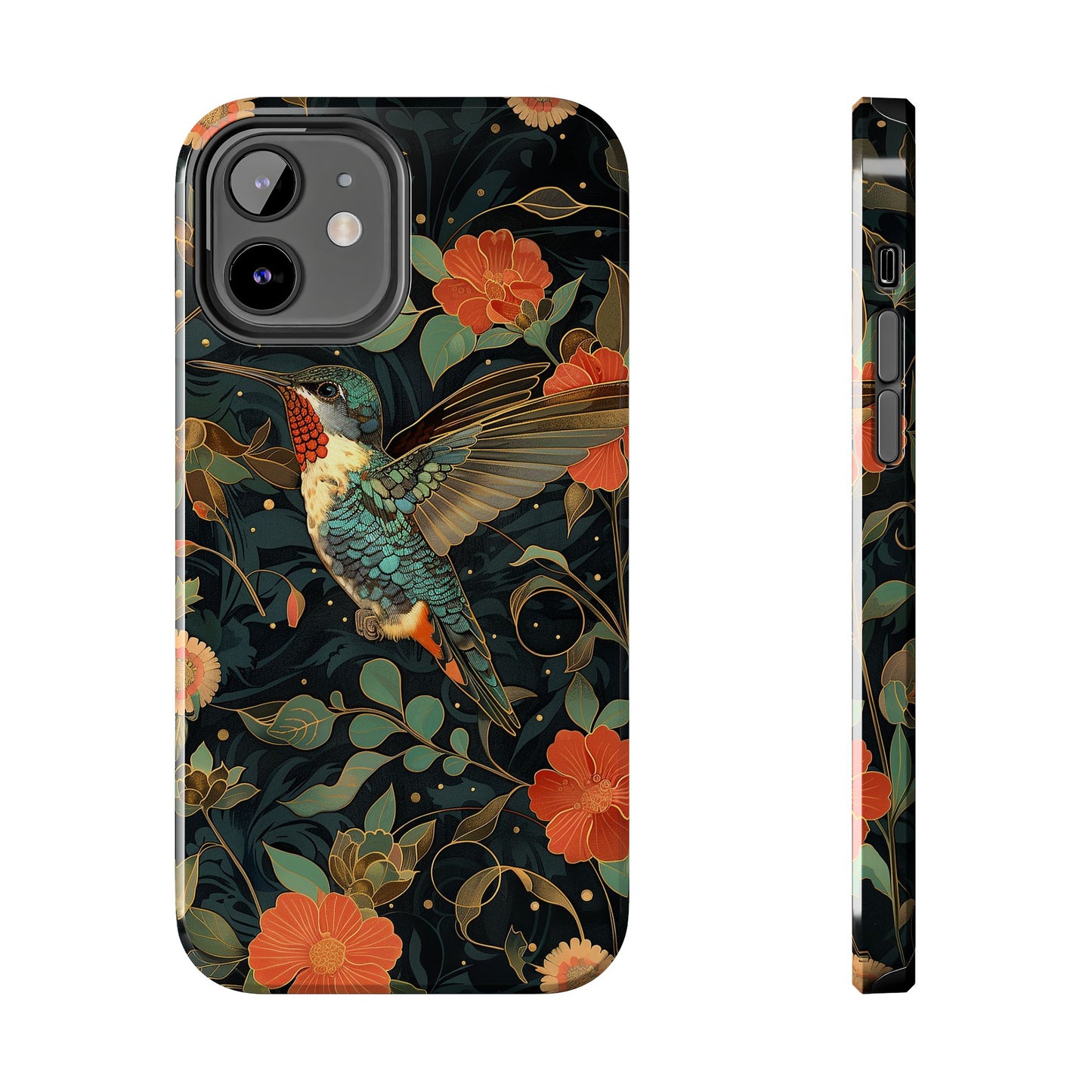 Art Deco Hummingbird Print in The Style of William Morris iPhone Tough Case