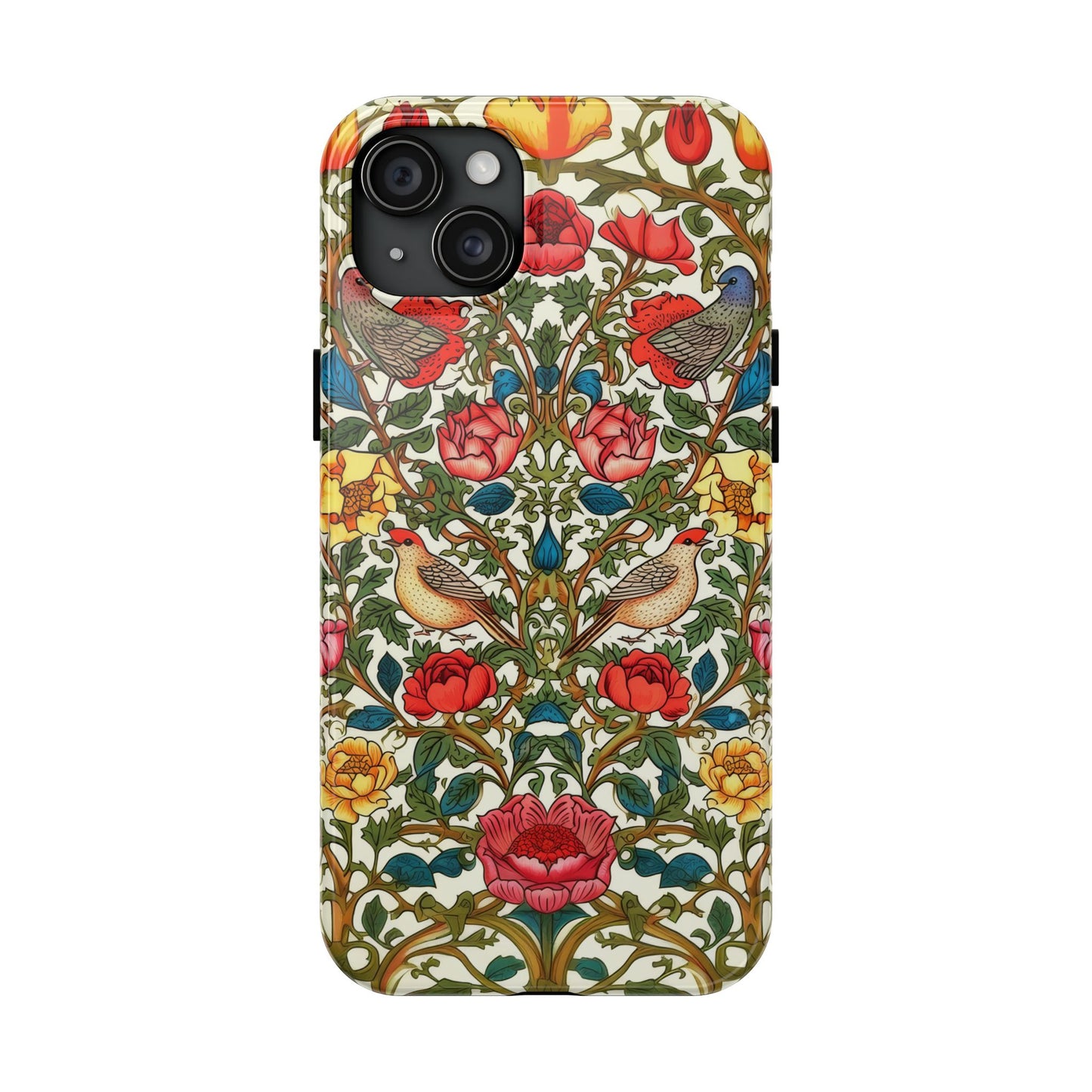 Vintage Pattern Rose And Bird in The Style of William Morris iPhone Tough Case