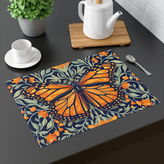 Spring Monarch Butterfly Placemats, Vibrant Floral Design for Dining Decor