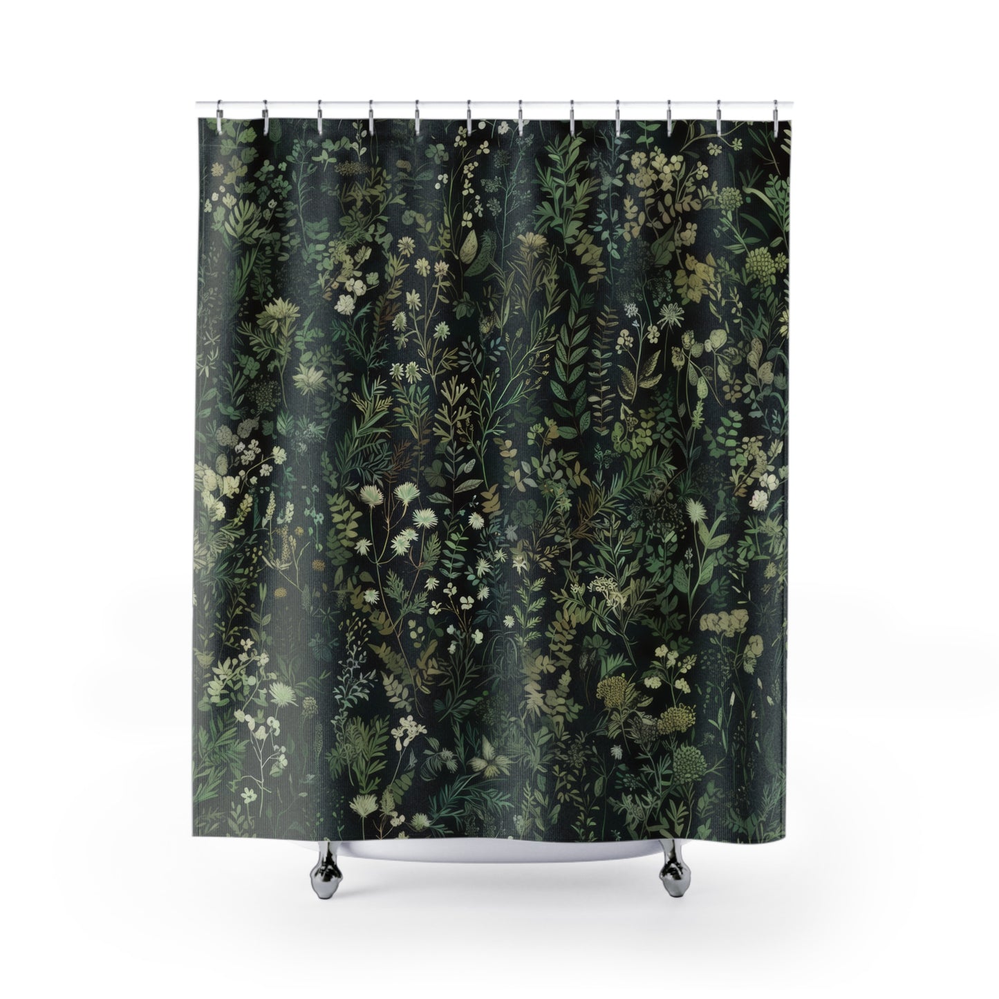 Green Botanical Pattern Polyester Shower Curtain