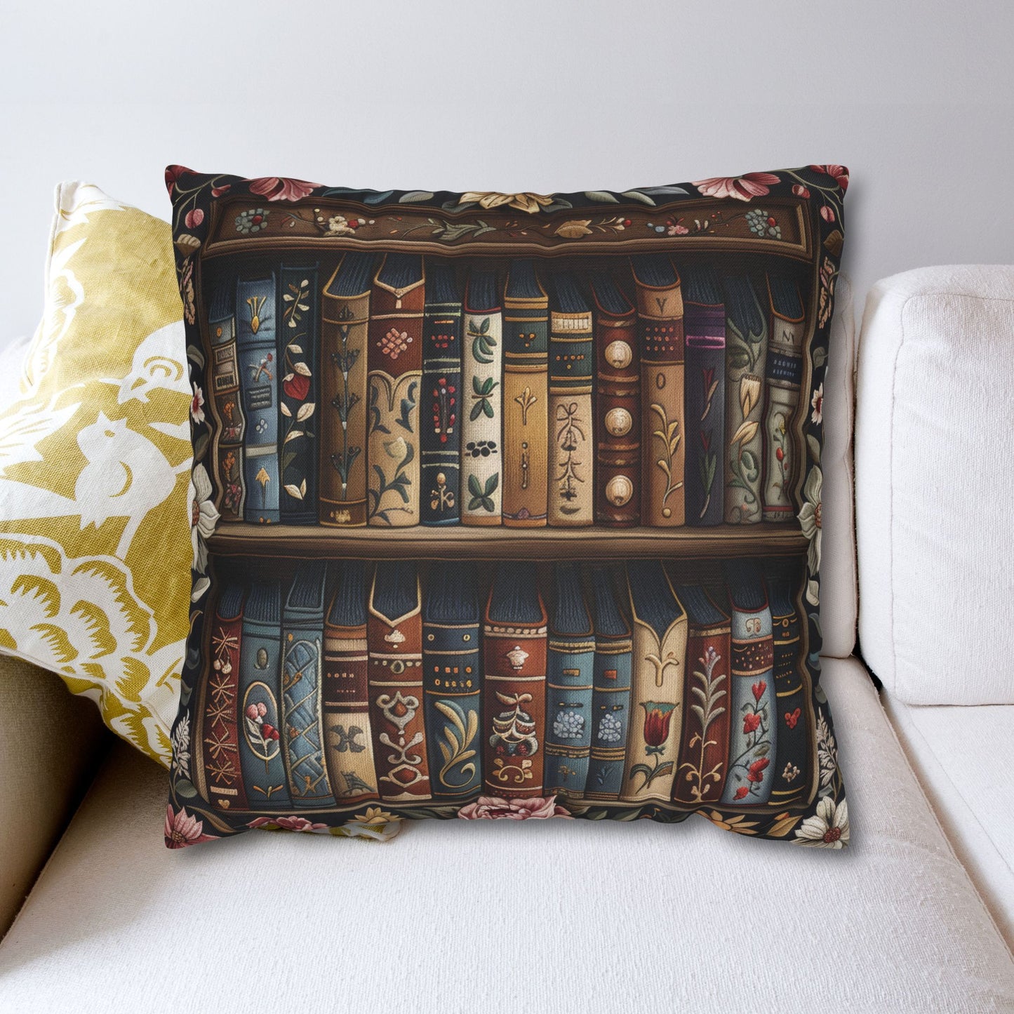 Medieval Vintage Bookshelf William Morris Inspired Pillowcase