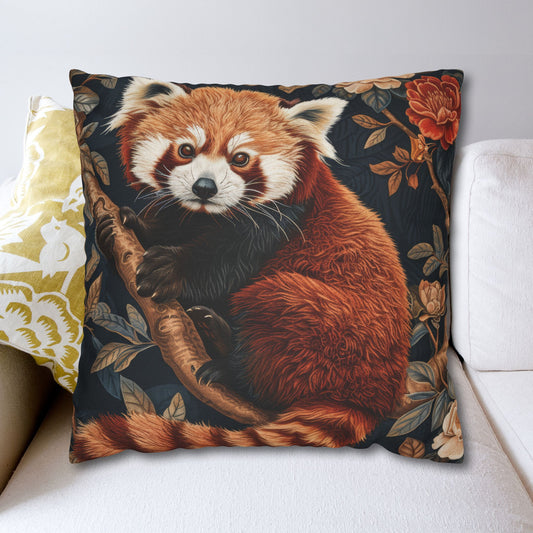 Cozy Red Panda Pillowcase: Forestcore Spun Polyester Decorative Cushion