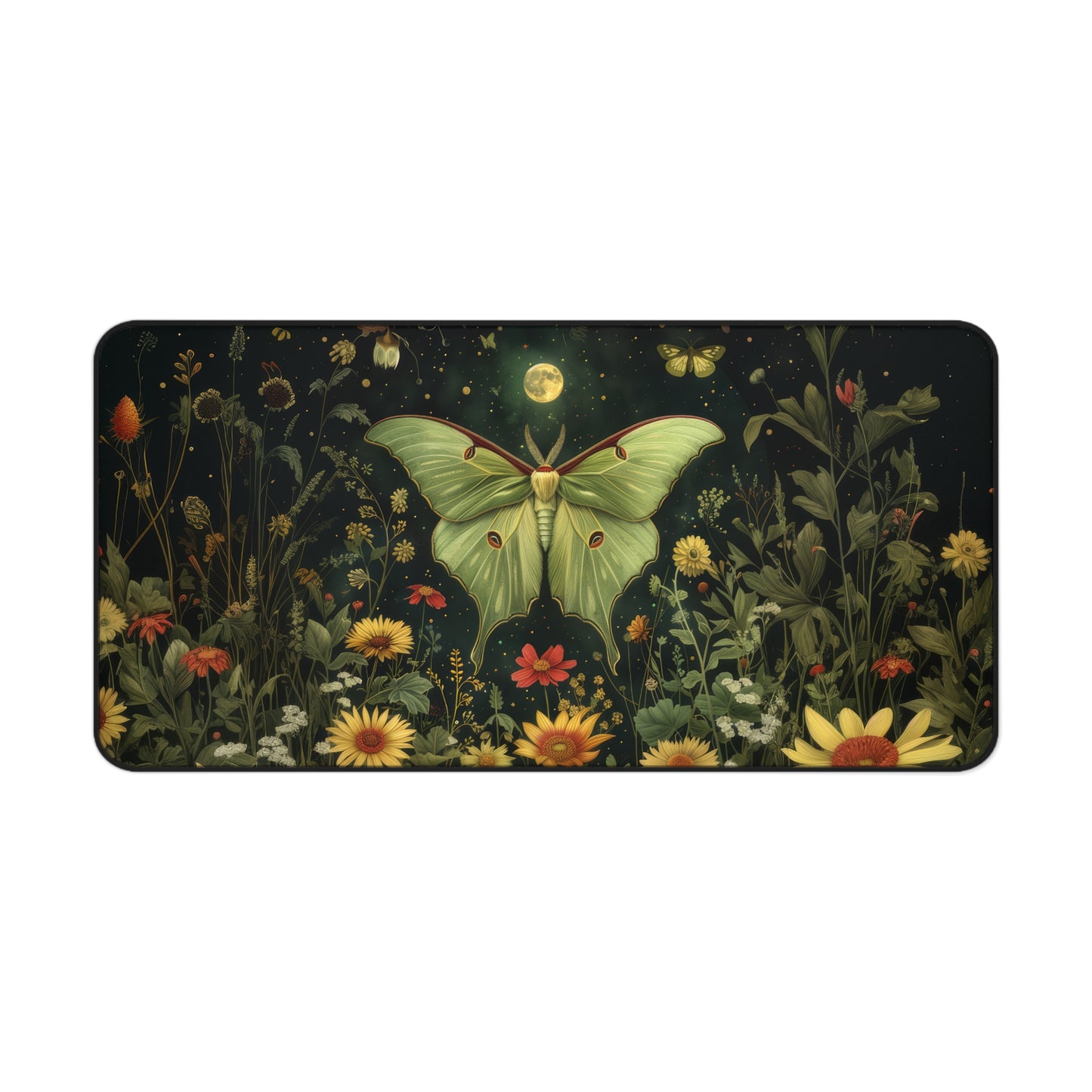 Luna Moth Night Full Moon William Morris Inspired Desk Mat 2 Sizes | Office Decor Gift Desk Mats