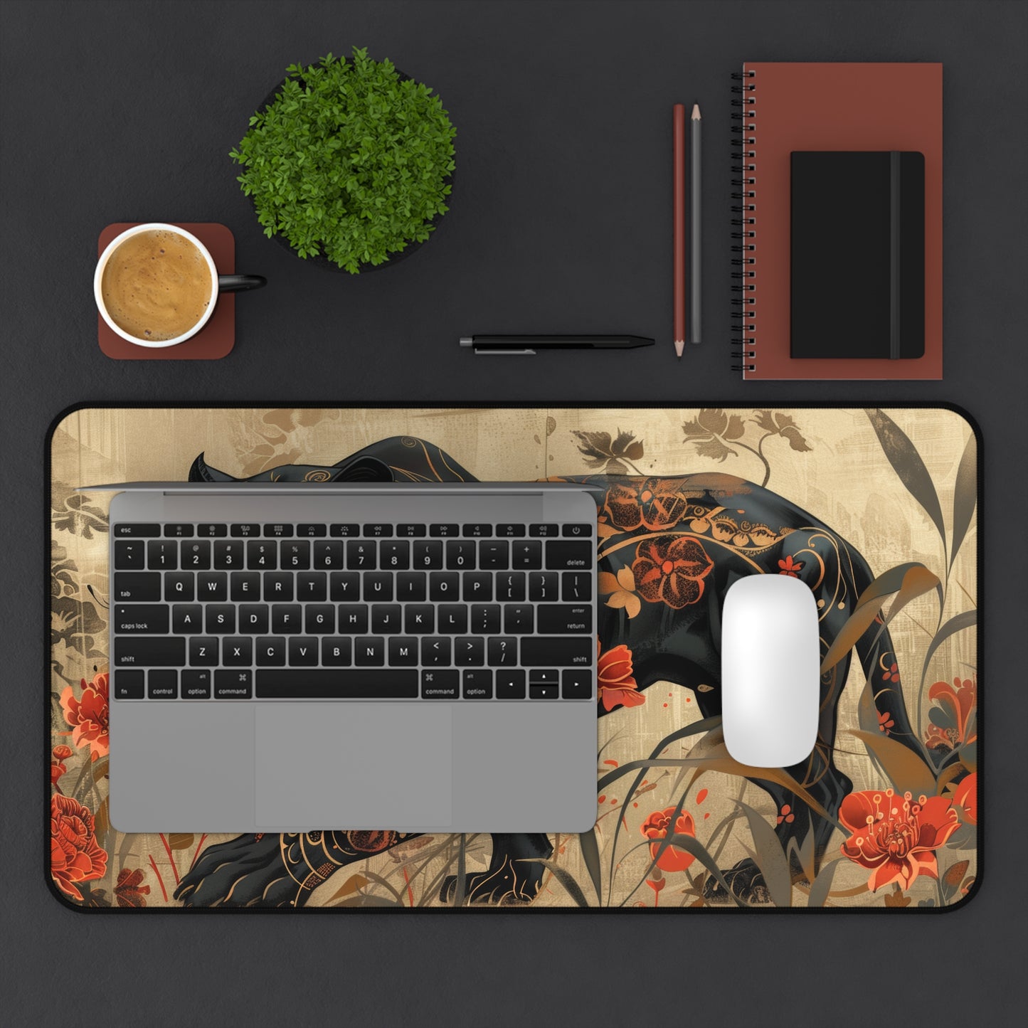 Art Deco Black Panther William Morris Inspired Desk Mat 2 Sizes | Office Decor GiftDesk Mats