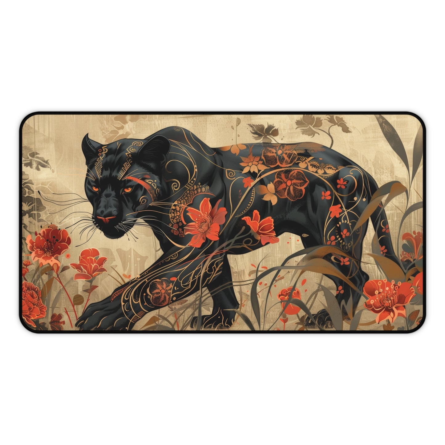 Art Deco Black Panther William Morris Inspired Desk Mat 2 Sizes | Office Decor GiftDesk Mats