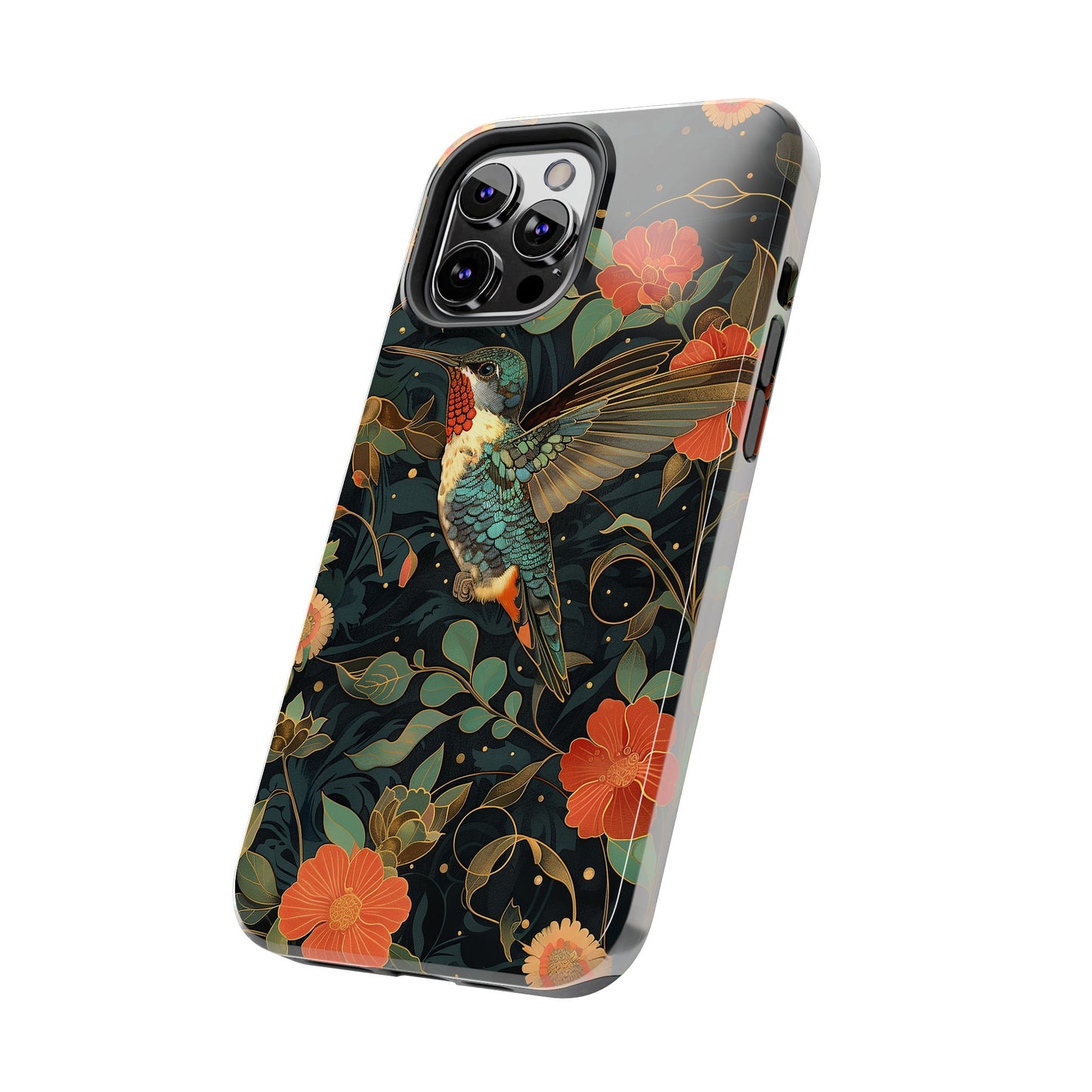 Art Deco Hummingbird Print in The Style of William Morris iPhone Tough Case