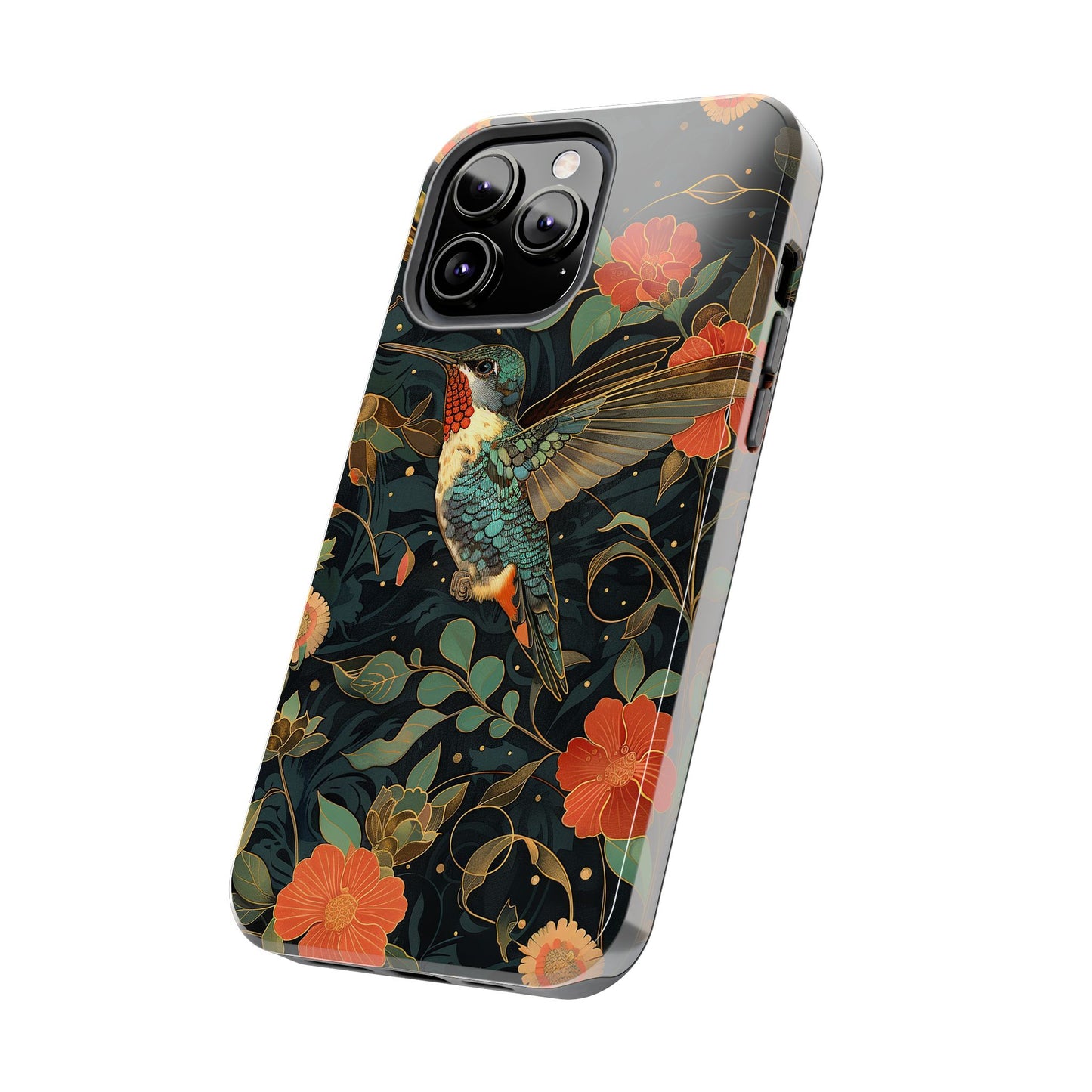 Art Deco Hummingbird Print in The Style of William Morris iPhone Tough Case