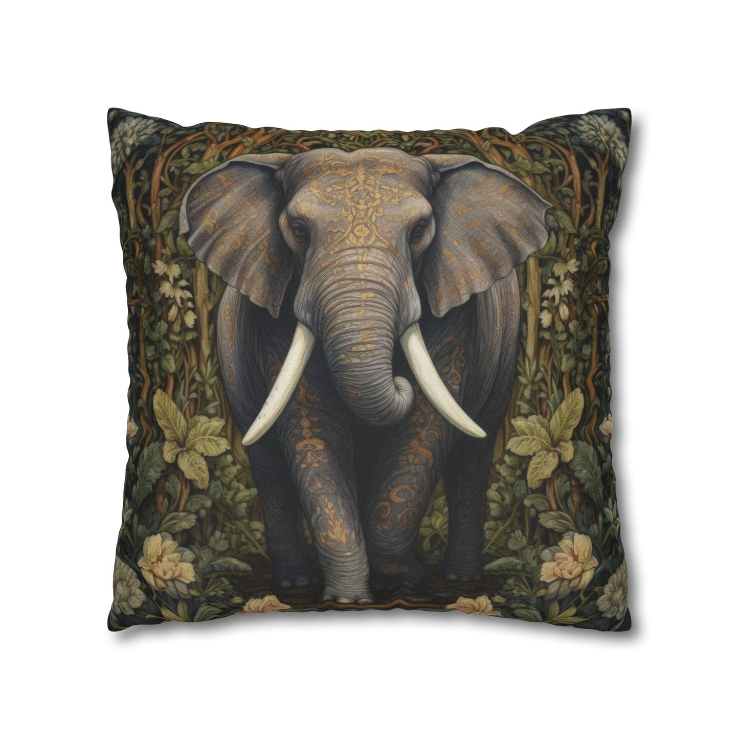 Elephant Pillowcase: William Morris Inspired Forest Design