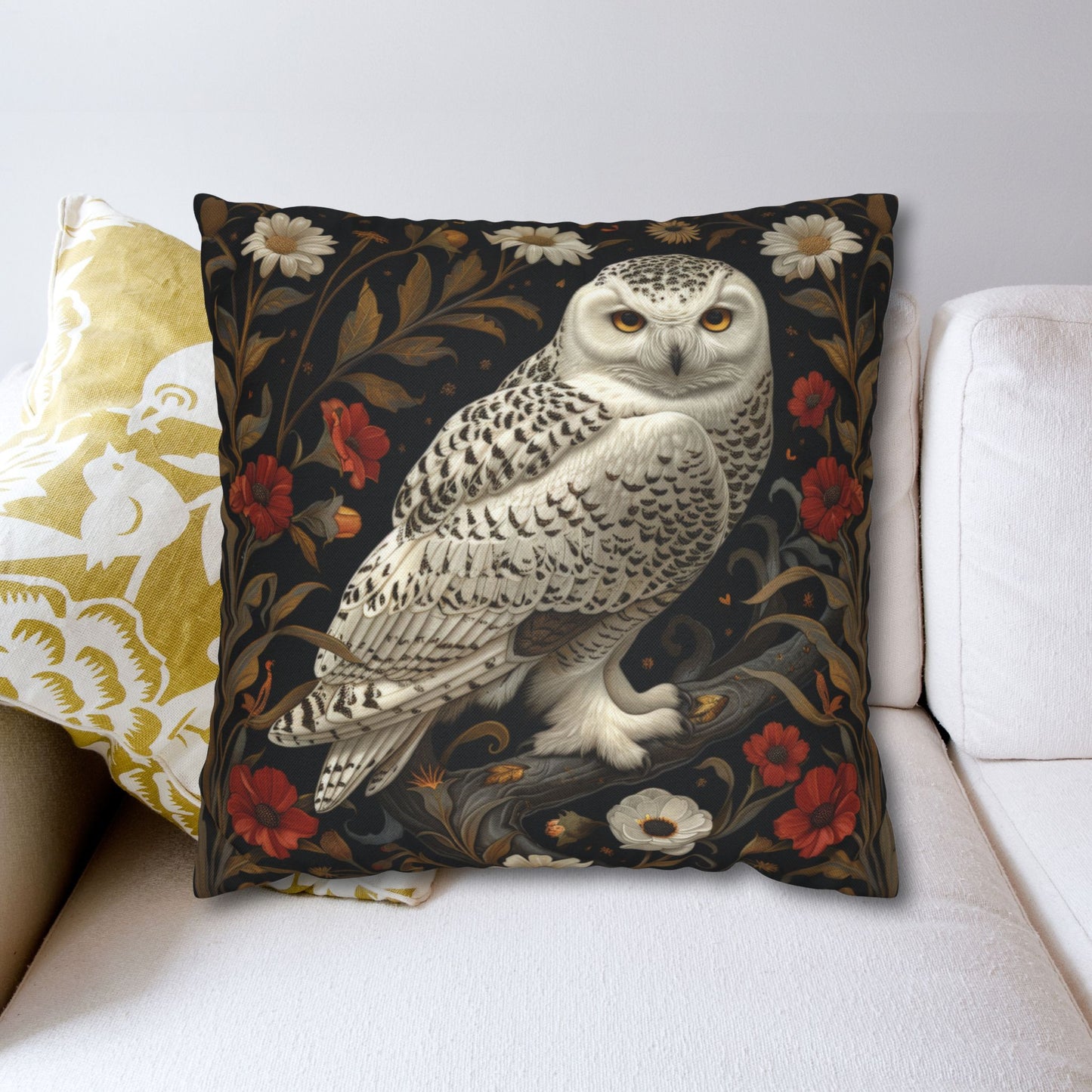Snow Owl Winter Botanicals Home Decor Pillowcase