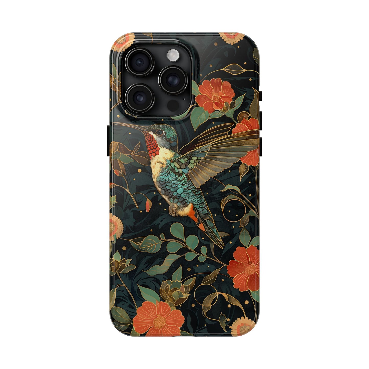 Art Deco Hummingbird Print in The Style of William Morris iPhone Tough Case