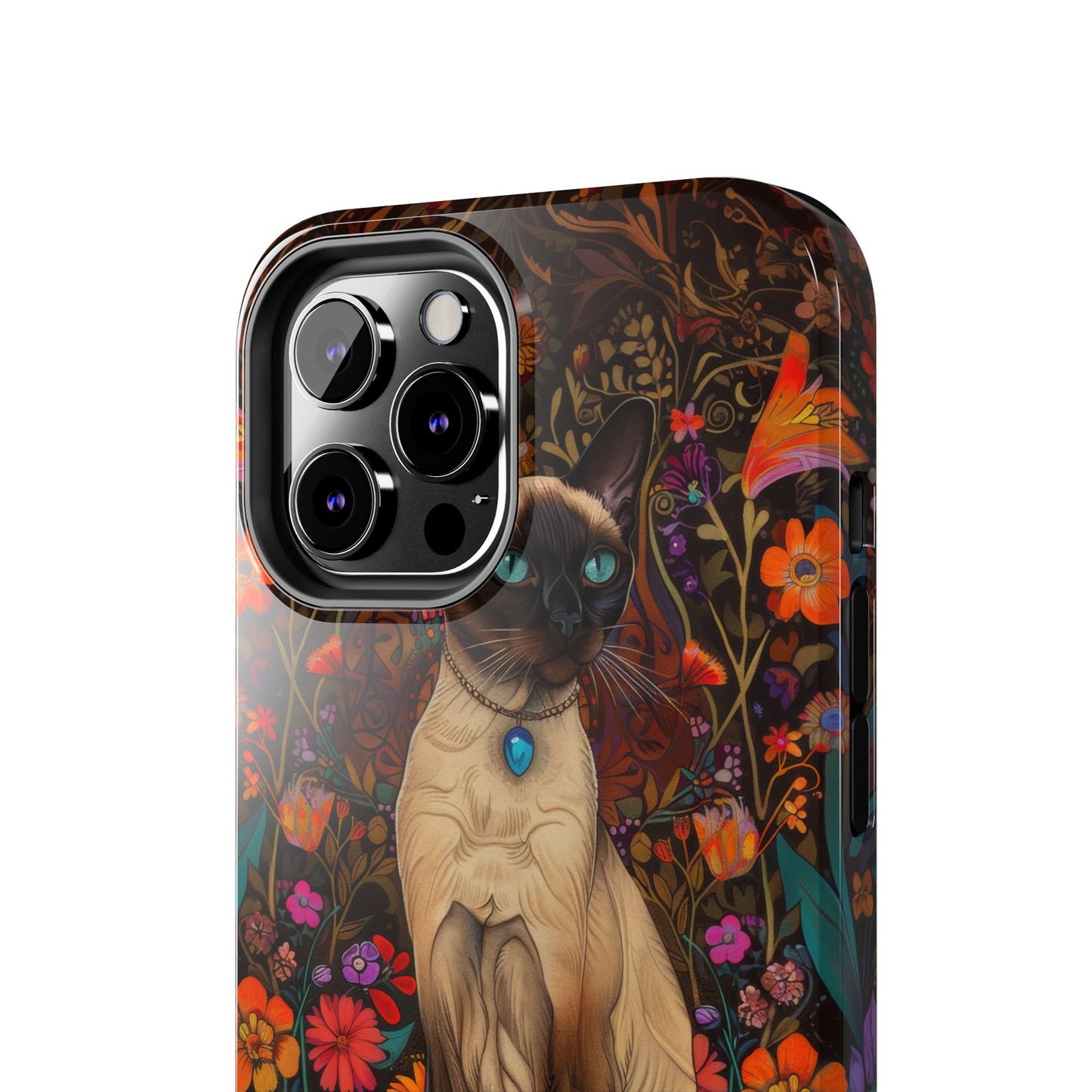 Art Deco Siamese Cat In The Style of William Morris iPhone Tough Case