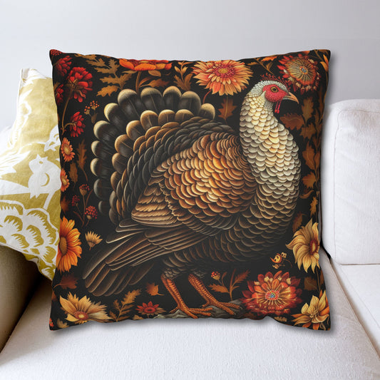 Turkey Throw Pillowcase: William Morris Inspired Fall Decor