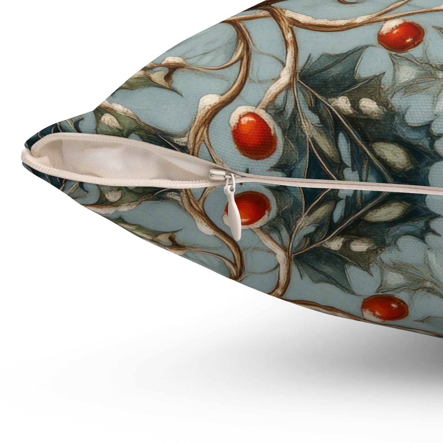 Robin Winter Berries Pillow: William Morris Inspired Home Decor