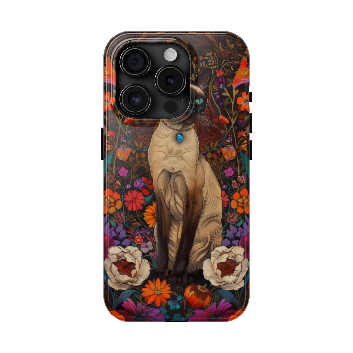 Art Deco Siamese Cat In The Style of William Morris iPhone Tough Case