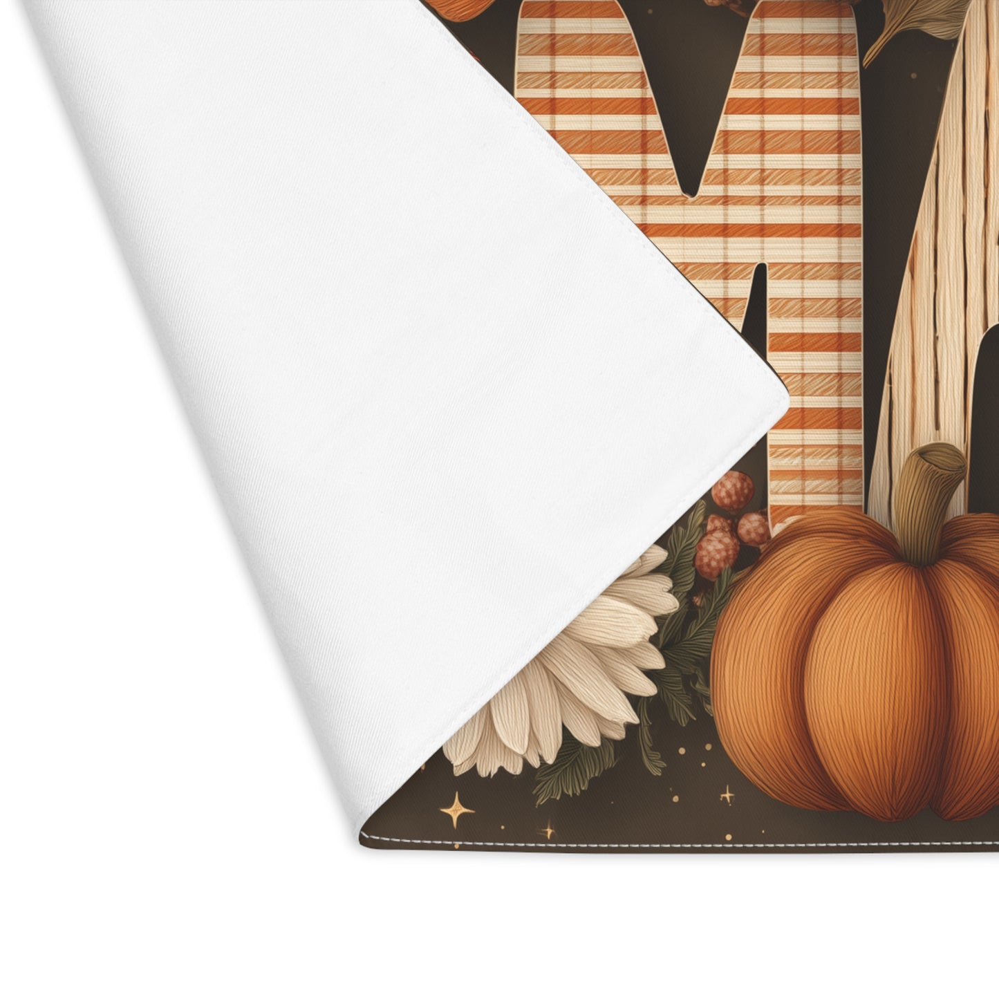 MAMA Pumpkin Fall Placemat, Rustic Leopard & Floral Autumn Table Decor for Moms