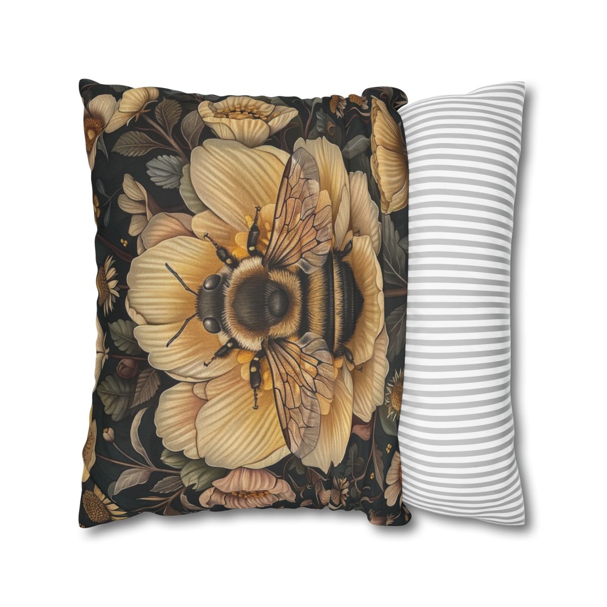 Botanical Bumble Bee William Morris Inspired Pillow, William Morris Cushion Cover, Art Nouveau Pillow