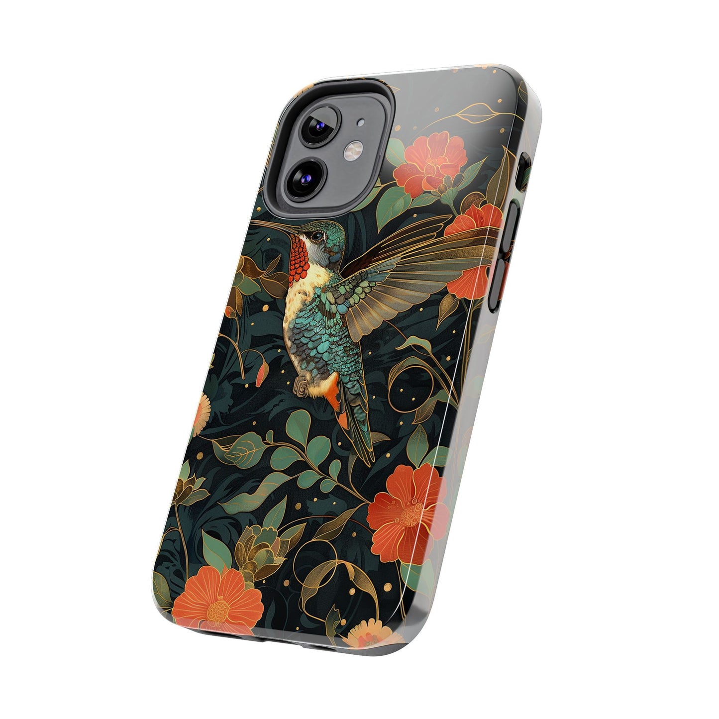 Art Deco Hummingbird Print in The Style of William Morris iPhone Tough Case