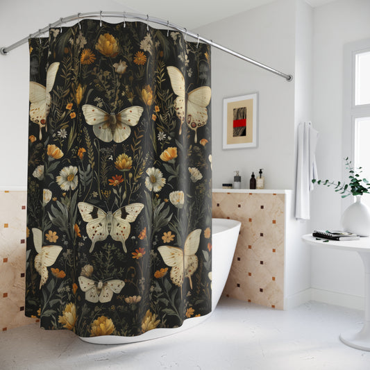 Dark Cottagecore Butterfly WildFlowers William Inspired Shower Curtain
