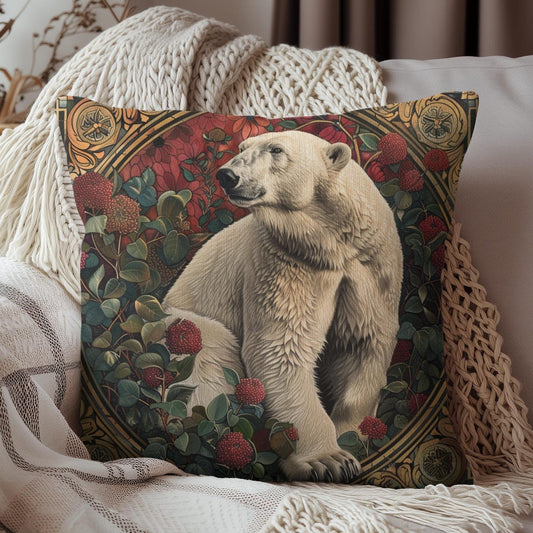 Polar Bear Berried William Morris Inspired | Vintage Home Decor Decorative Pillow