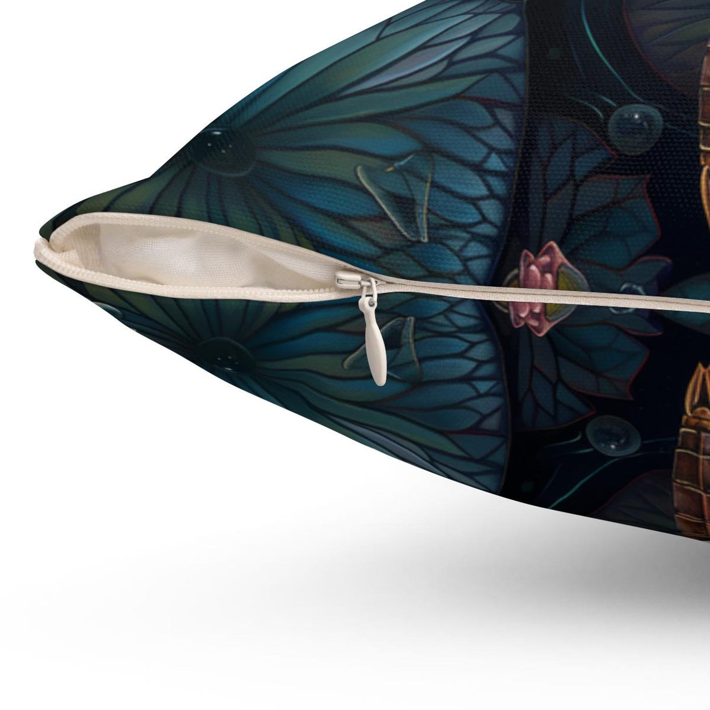 Art Deco Dragonfly Throw Pillow: William Morris Water Lily Design