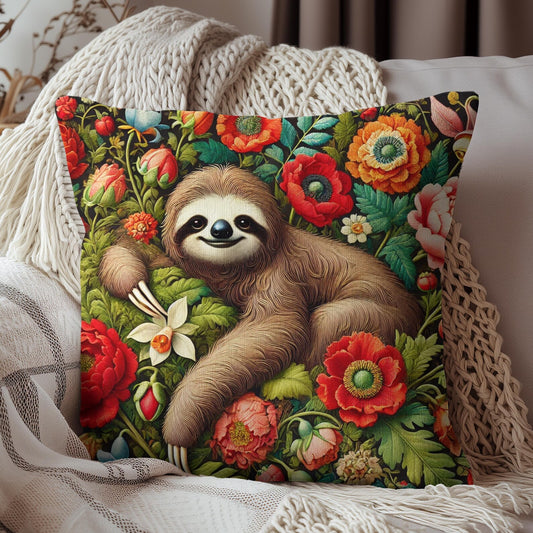 William Morris Inspired Cozy Sloth Pillow, Cute Home Decor, Fun Gift for Animal Lovers, Nature-Inspired Decor, Pillow Gift For Mother's Day