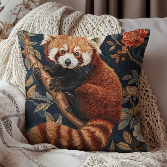 Cozy Red Panda Pillow, Forestcore Decorative Cushion, Animal Lover Gift, Home Decor, Nature Inspired Accent, Boho Style Pillow