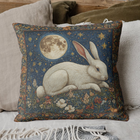 Victorian Rabbit Decorative Pillow: Full Moon Whimsy Accent Pillow