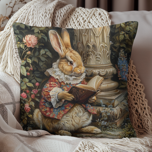 William Morris Inspired Rococo Peter The Rabbit Vintage Book Pillow