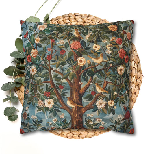 William Morris Tree of Bird Pillowcase: Art Nouveau Cottagecore Cushion