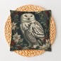 Snowy Owl Pillowcase, Winter Woodland Cushion, William Morris Inspired