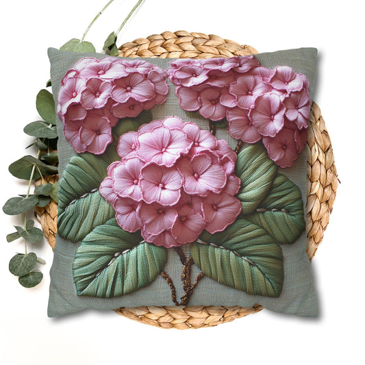 Pink Hydrangea Pillowcase Botanical Floral Accent