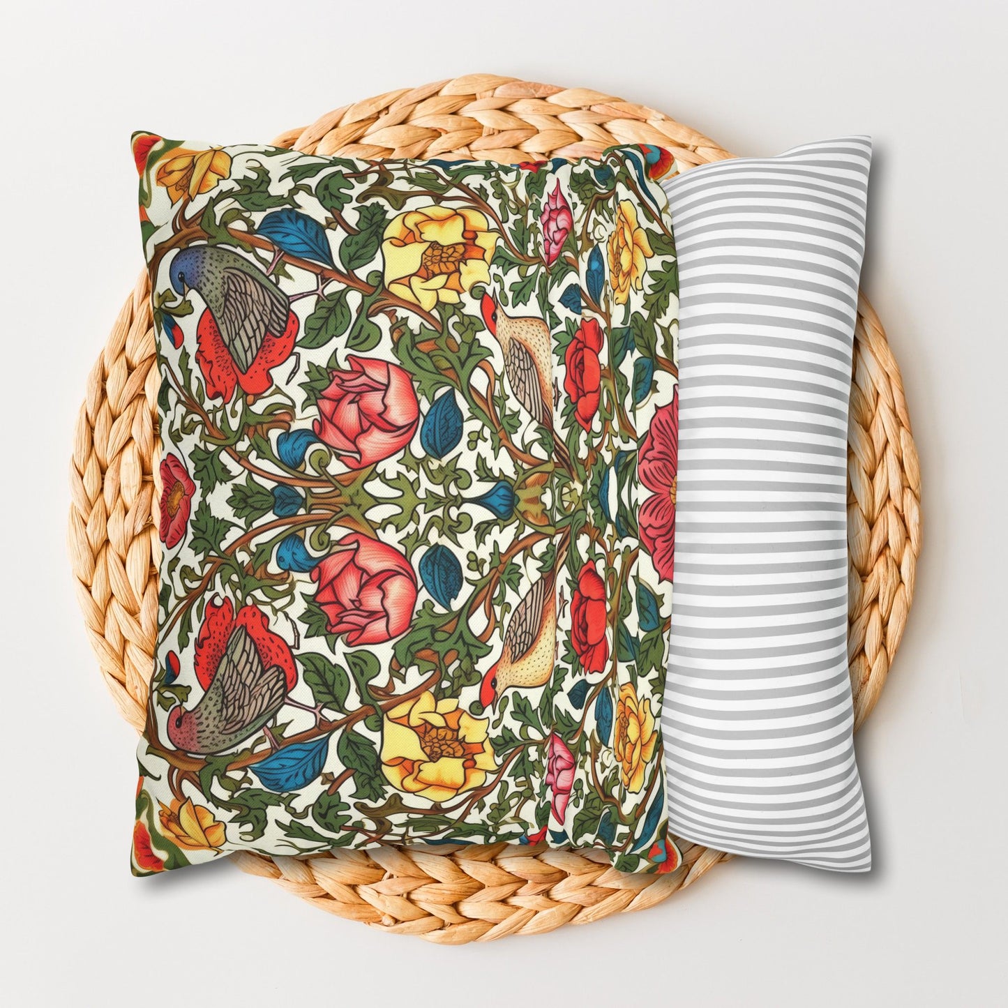 Vintage Pattern Rose And Bird Pillowcase