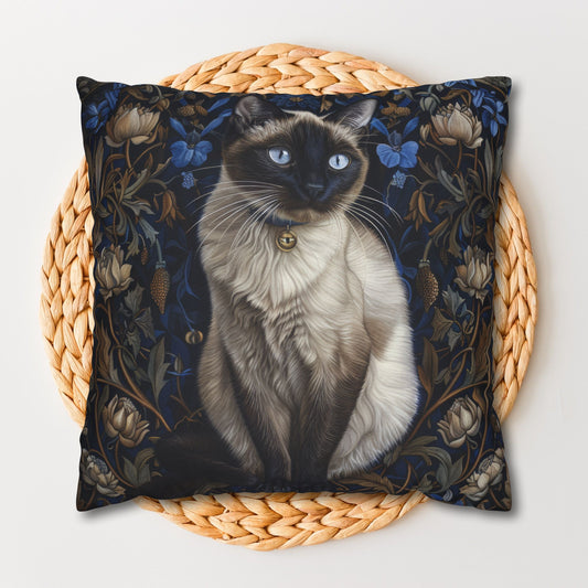 William Morris Inspired Vintage Victorian Siamese Cat Decorative Pillowcase