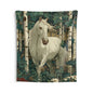White Horse Forest Tapestry Birch Woodland Botanical Wall Hanging