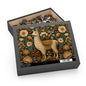 Golden Llama Floral Puzzle, William Morris Style Botanical Jigsaw for Family