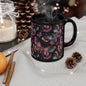 Pink Blue Butterfly Pattern Black Coffee Mug | Gift for Bird Lover Coffee Mug 11oz, 15oz