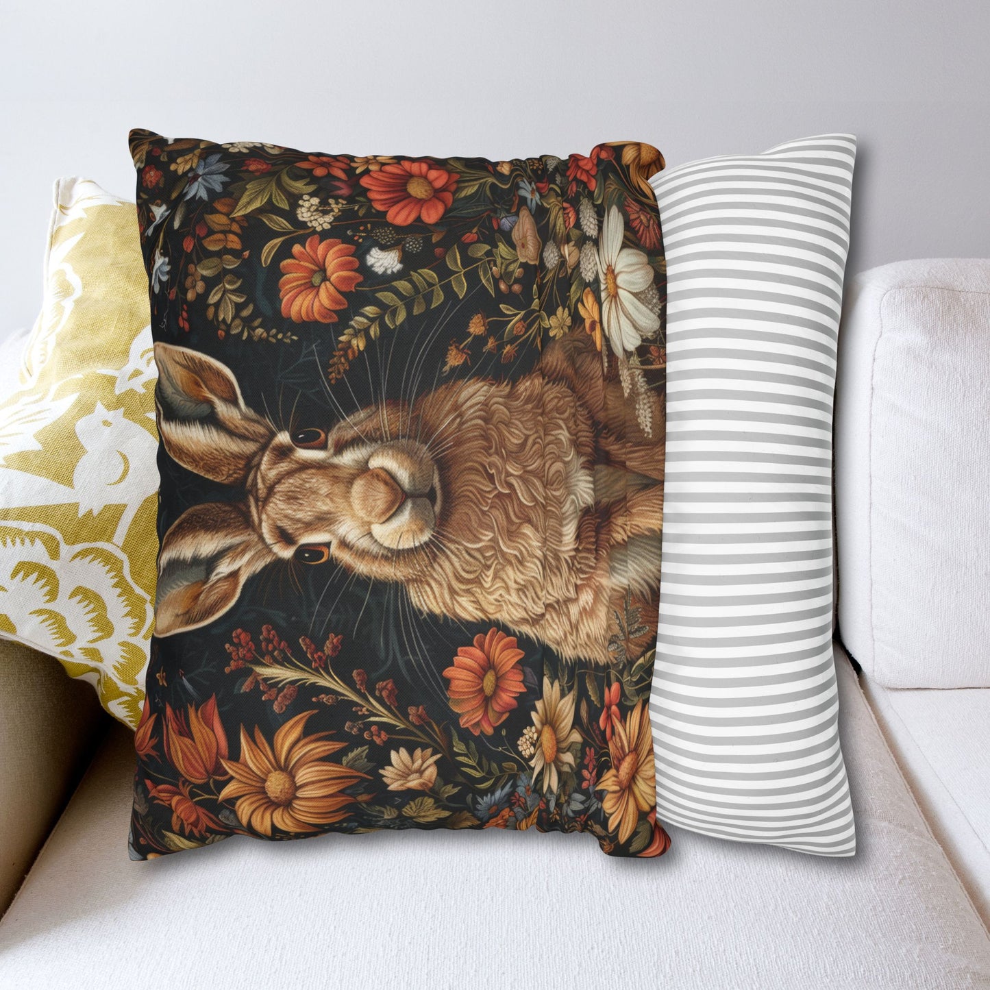 William Morris Hare Pillowcase: Floral Accent Cushion, Animal Lover Gift
