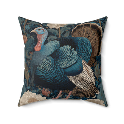 Thanksgiving Turkey Pillow, William Morris Style Cushion, Fall Decor